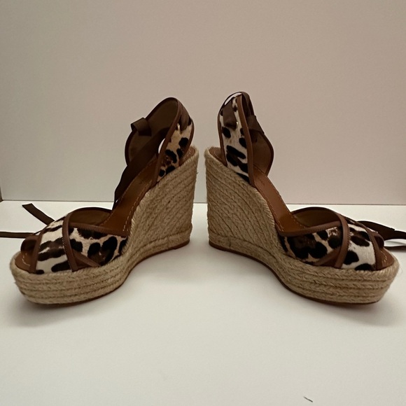 New Dolce & Gabbana Leopard Pony Hair Espadrille/Ankle Wrap Wedge - Picture 2 of 16